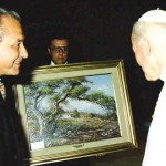 Papa Juan Pablo II- Audiencia privada-Entregando cuadro de La Rioja- El  Vaticano- 1995a Rioja- El  Vaticano- 1995